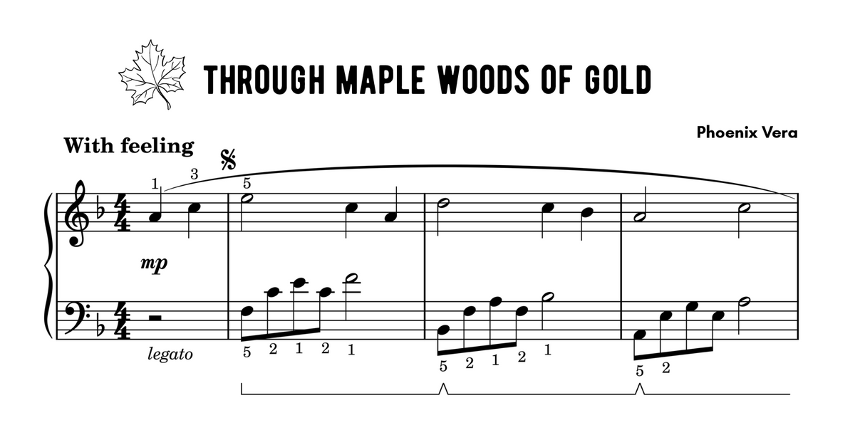 Through Maple Woods of Gold - Level 3B Late Elementary Fantasy Piano Solo Sheet Music