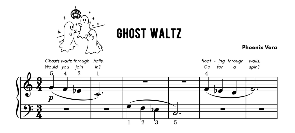 Ghost Waltz - Level 1 Early Elementary Halloween Piano Solo Sheet Music