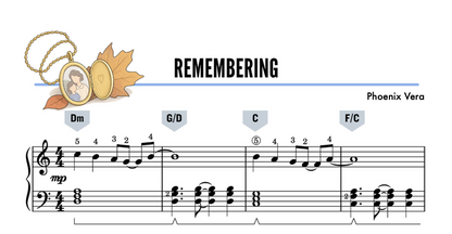 Remembering - Late Elementary Original Piano Solo Lead Sheet Music