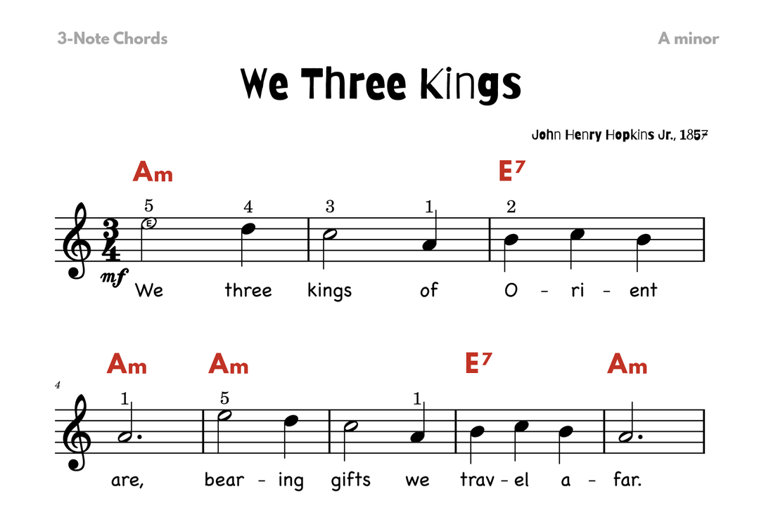 We Three Kings Beginner Lead Sheet Music