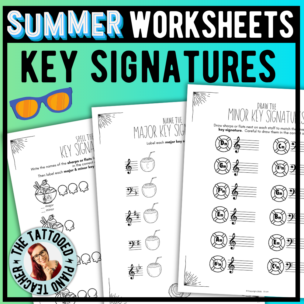 Summer KEY SIGNATURES Worksheets