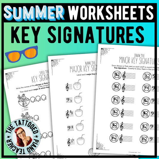 Summer KEY SIGNATURES Worksheets