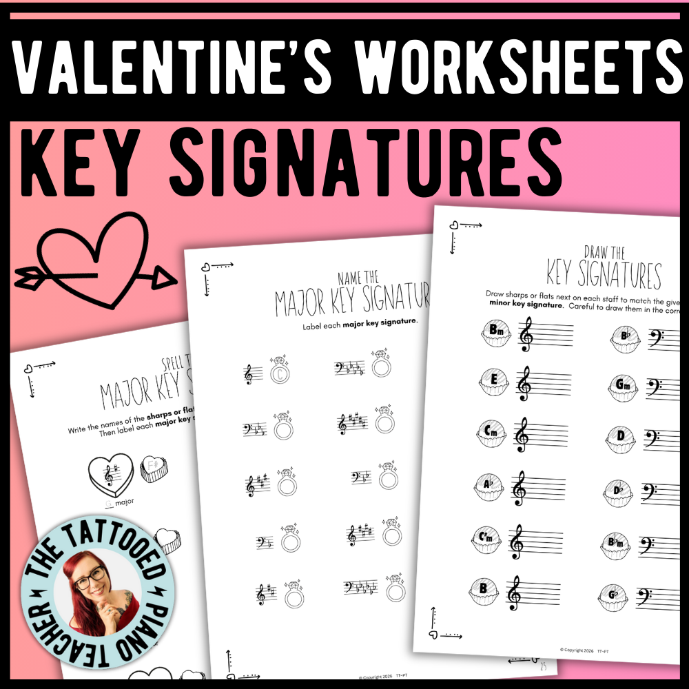 Valentine's Day KEY SIGNATURES Worksheets