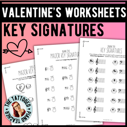 Valentine's Day KEY SIGNATURES Worksheets