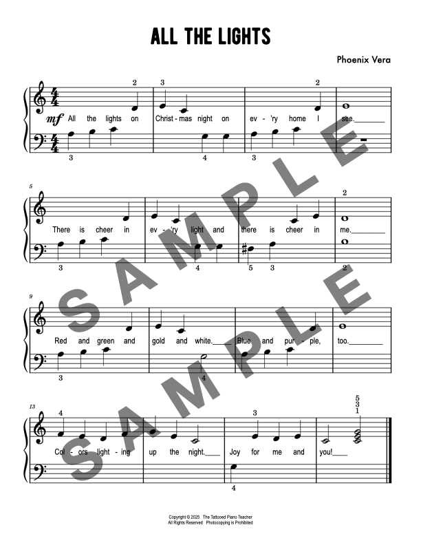 All the Lights - Christmas Early Elementary Piano Solo Sheet Music & Activity