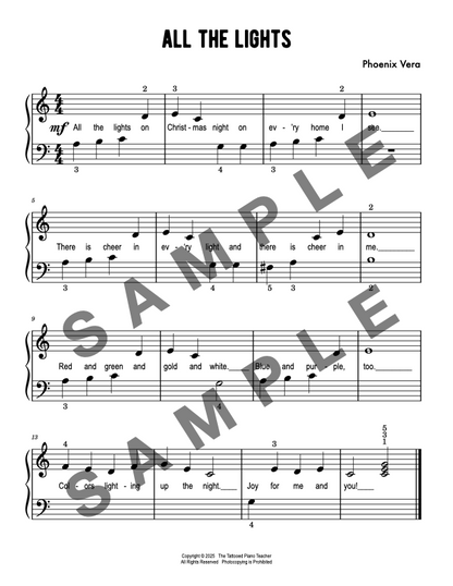 All the Lights - Christmas Early Elementary Piano Solo Sheet Music & Activity