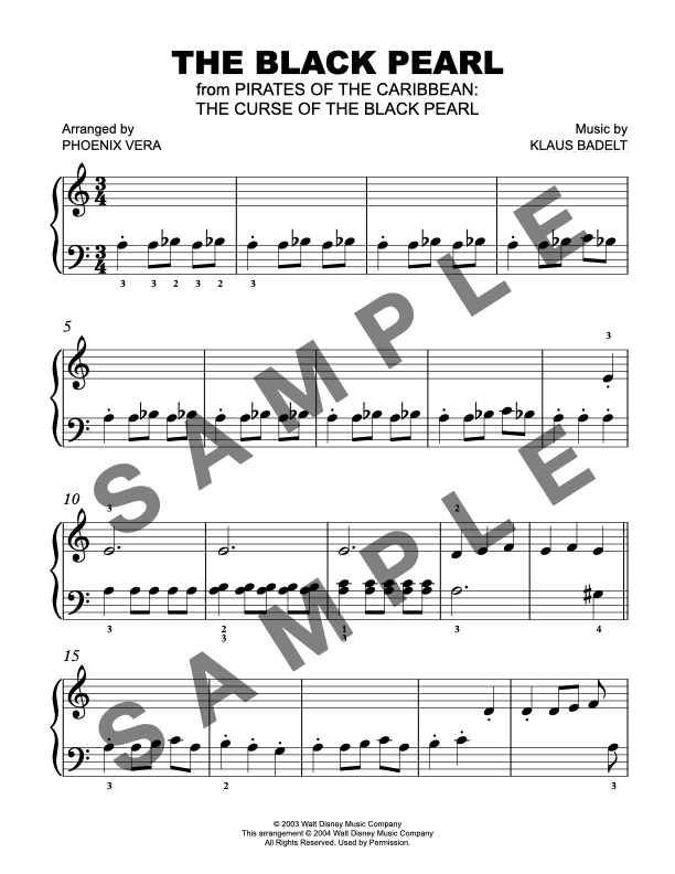 The Black Pearl from Pirates of the Caribbean [Early Elementary] - Piano Solo Sheet Music