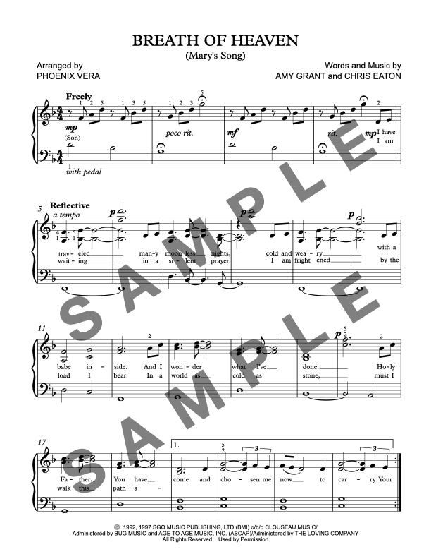 Breath of Heaven (Mary's Song) [Late Elementary] by Amy Grant - Piano Solo Sheet Music