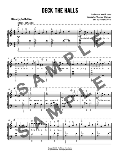 Deck the Halls - Elementary Piano Solo Sheet Music (Level 1-2 Christmas)