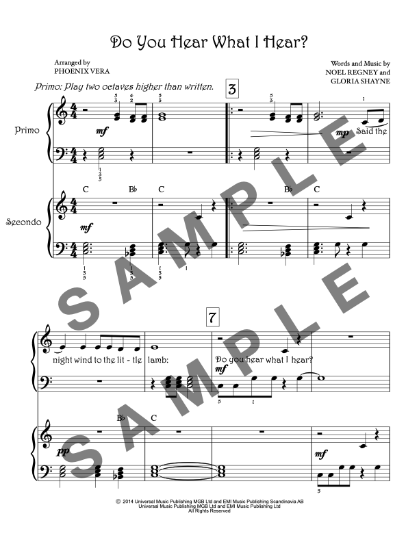 Do You Hear What I Hear? [Elementary] - Piano Duet Sheet Music