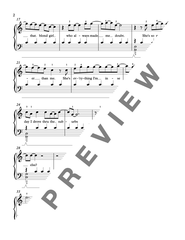 Drivers License [Early Intermediate] by Olivia Rodrigo - Piano Sheet Music