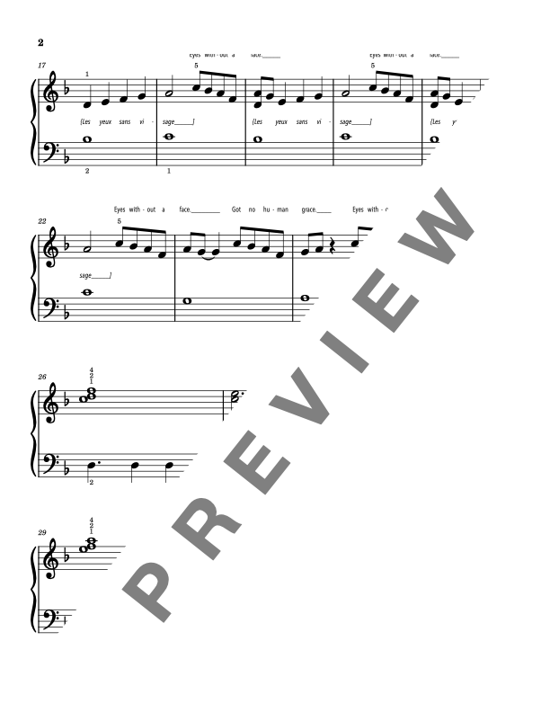 Eyes Without a Face [Elementary] by Billy Idol - Piano Sheet Music
