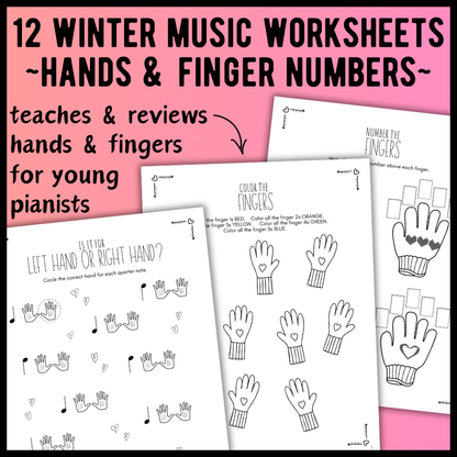 Valentine's Day FINGER NUMBERS Music Worksheets