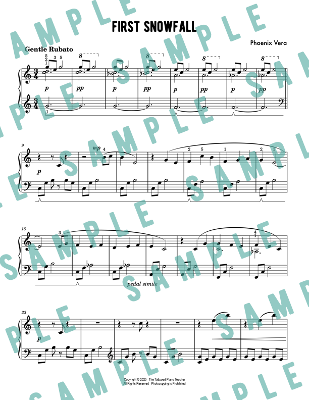 First Snowfall - Christmas Elementary Piano Solo Sheet Music