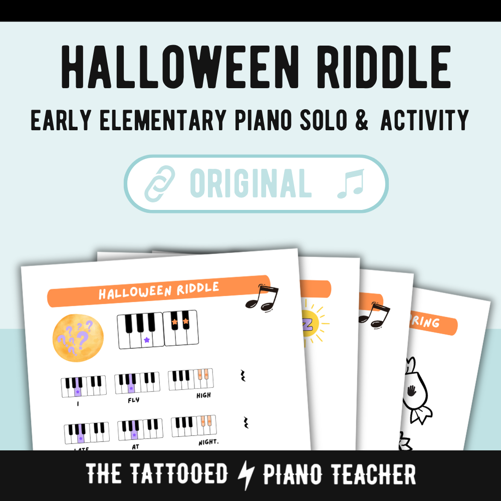 Halloween Riddle - Very Early Elementary Piano Solo Sheet Music & Activity (Pre-Reading)