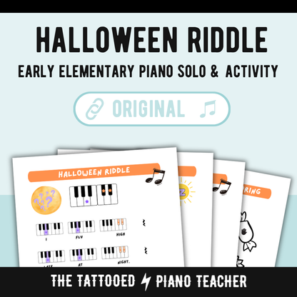 Halloween Riddle - Very Early Elementary Piano Solo Sheet Music & Activity (Pre-Reading)