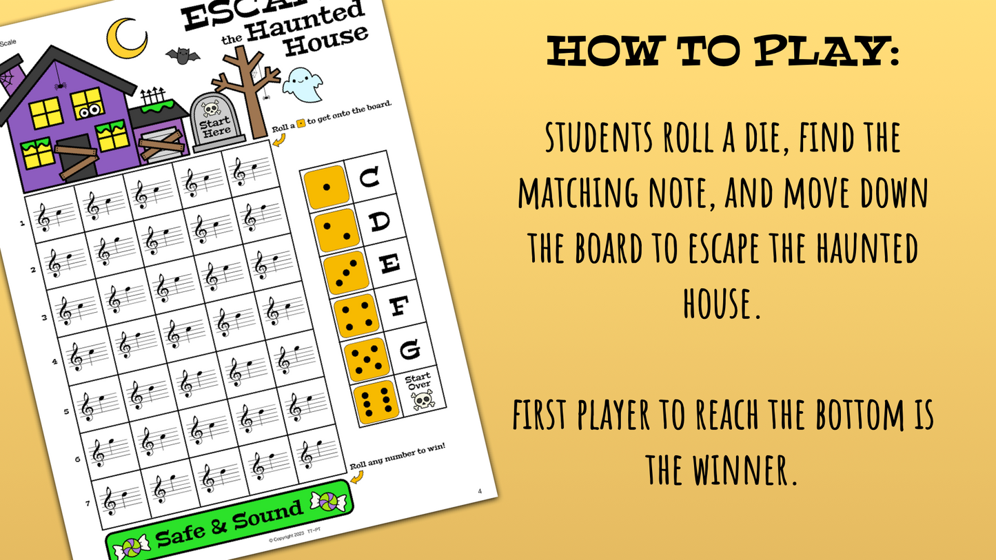 Escape the Haunted House - Halloween Note Dice Game