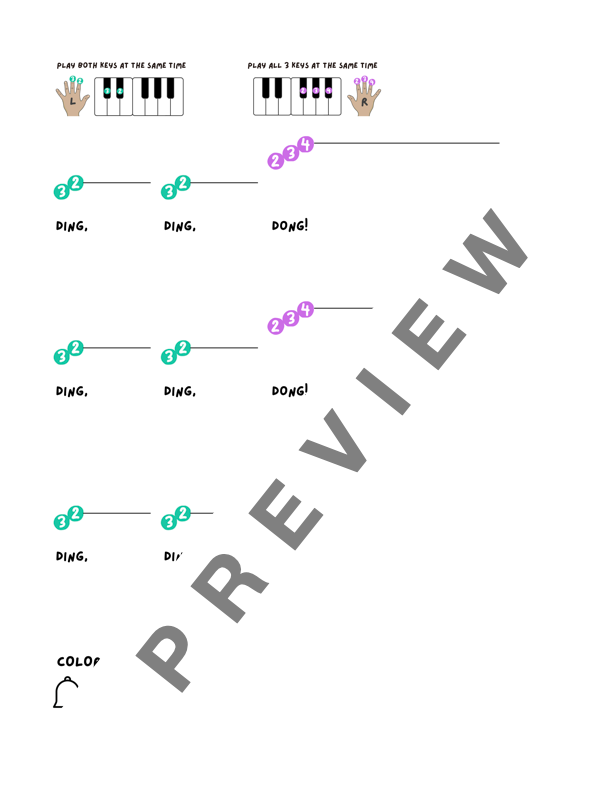 Holiday Bells - Very Early Elementary Piano Solo Sheet Music & Activity (Pre-Reading Christmas)