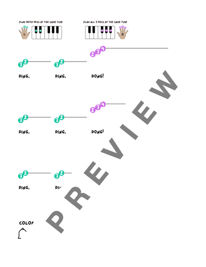 Holiday Bells - Very Early Elementary Piano Solo Sheet Music & Activity (Pre-Reading Christmas)
