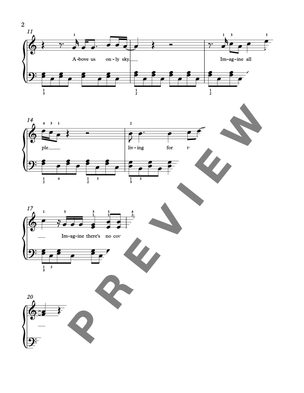 Imagine [Early Intermediate] by John Lennon - Piano Sheet Music Demo