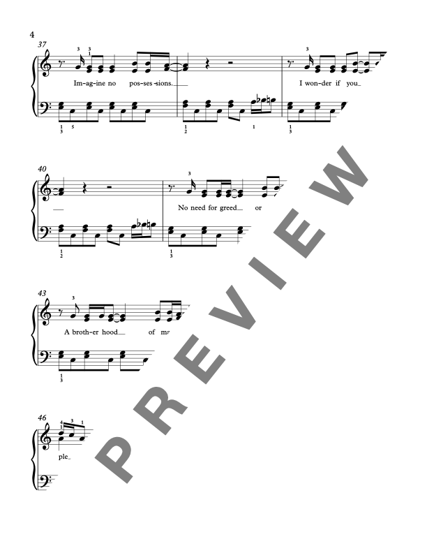 Imagine [Early Intermediate] by John Lennon - Piano Sheet Music Demo