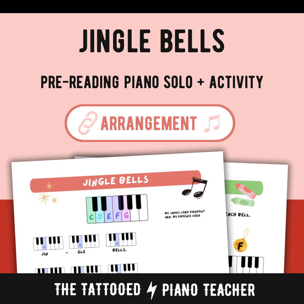 Jingle Bells - Early Elementary Piano Solo Sheet Music (Pre-Reading Christmas)