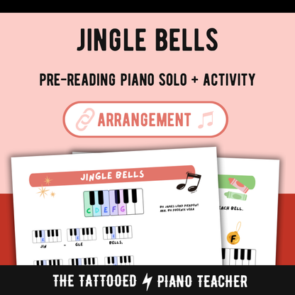 Jingle Bells - Early Elementary Piano Solo Sheet Music (Pre-Reading Christmas)