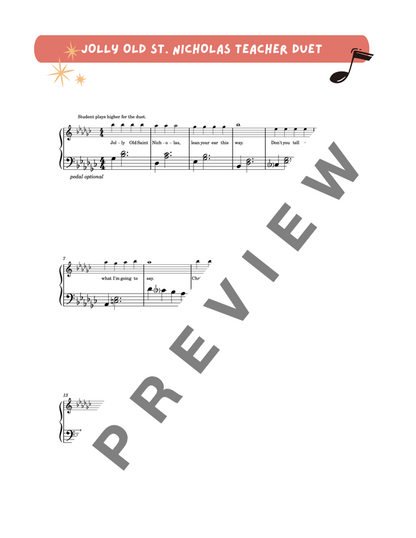 Jolly Old Saint Nicholas - Very Early Elementary Piano Solo Sheet Music (Pre-Reading Christmas)