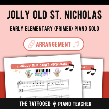 Jolly Old Saint Nicholas - Early Elementary Piano Solo Sheet Music (Primer Christmas)