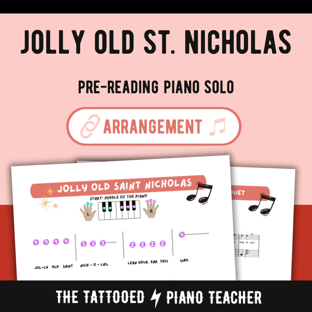 Jolly Old Saint Nicholas - Very Early Elementary Piano Solo Sheet Music (Pre-Reading Christmas)