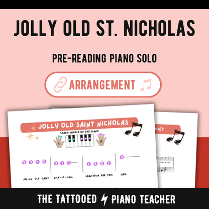 Jolly Old Saint Nicholas - Very Early Elementary Piano Solo Sheet Music (Pre-Reading Christmas)
