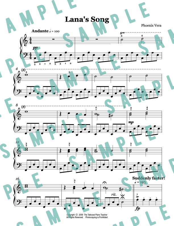 Lana's Song - Early Intermediate Original Piano Solo Sheet Music