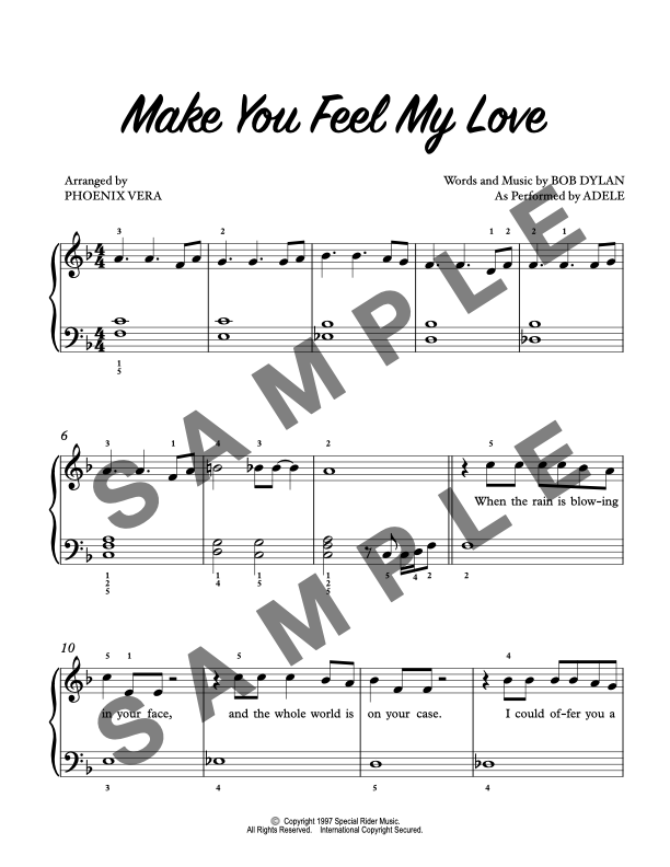 Make You Feel My Love [Elementary] by Adele - Piano Solo Sheet Music