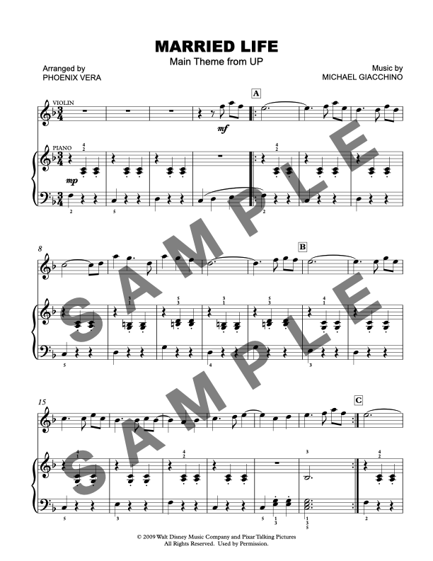 Married Life from Up [Elementary] - Violin and Piano Duet Sheet Music