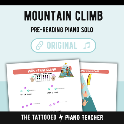 Mountain Climb - Very Early Elementary Piano Solo Sheet Music & Activity (Pre-Reading)