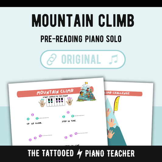 Mountain Climb - Very Early Elementary Piano Solo Sheet Music & Activity (Pre-Reading)