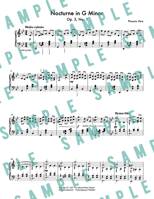 Nocturne No. 1 in G Minor - Early Advanced Original Piano Solo Sheet Music