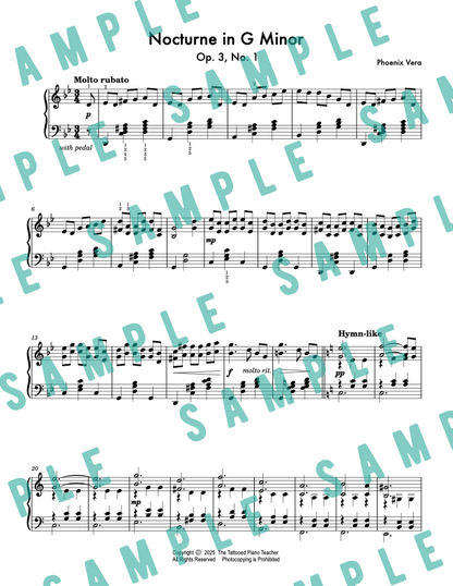 Nocturne No. 1 in G Minor - Early Advanced Original Piano Solo Sheet Music