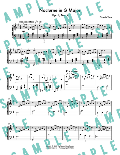 Nocturne No. 2 in G Major - Early Advanced Original Piano Solo Sheet Music