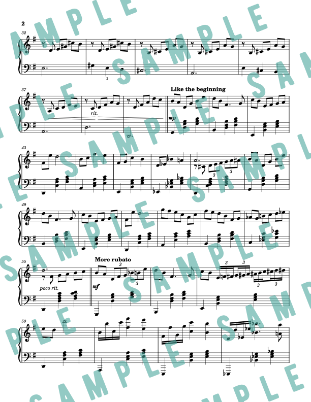 Nocturne No. 2 in G Major - Early Advanced Original Piano Solo Sheet Music