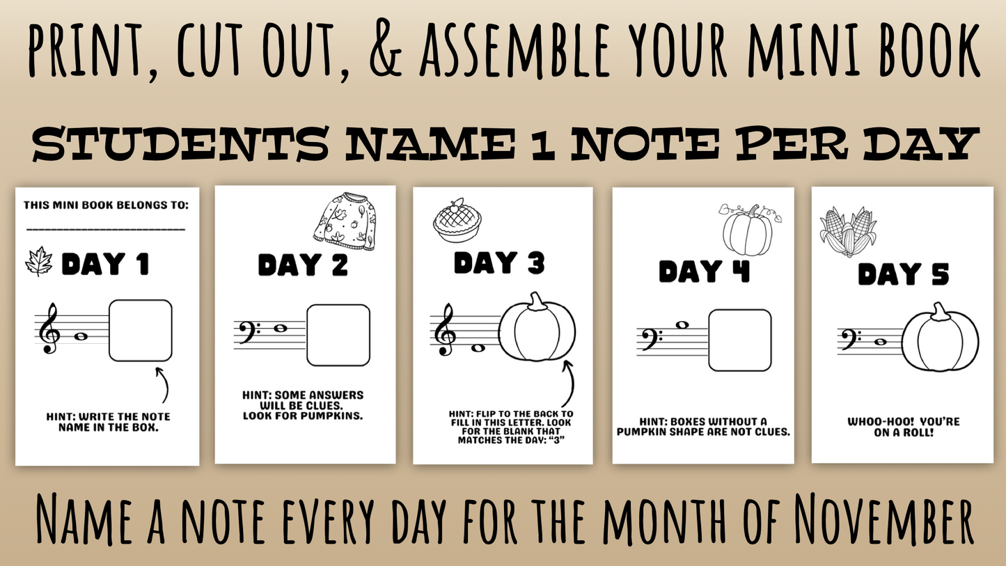 November Note A Day Mini Book