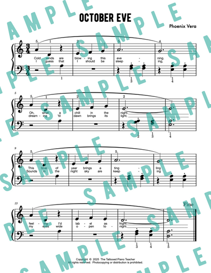 October Eve - Elementary Piano Solo Sheet Music & Activity