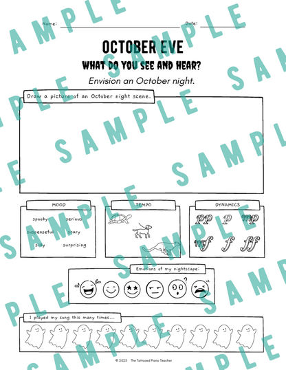 October Eve - Elementary Piano Solo Sheet Music & Activity