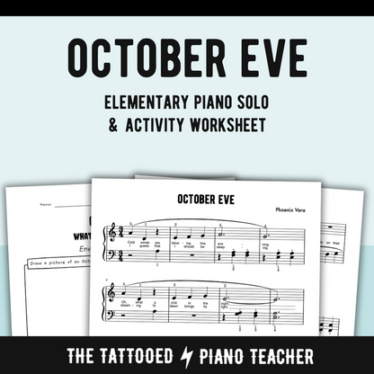 October Eve - Elementary Piano Solo Sheet Music & Activity