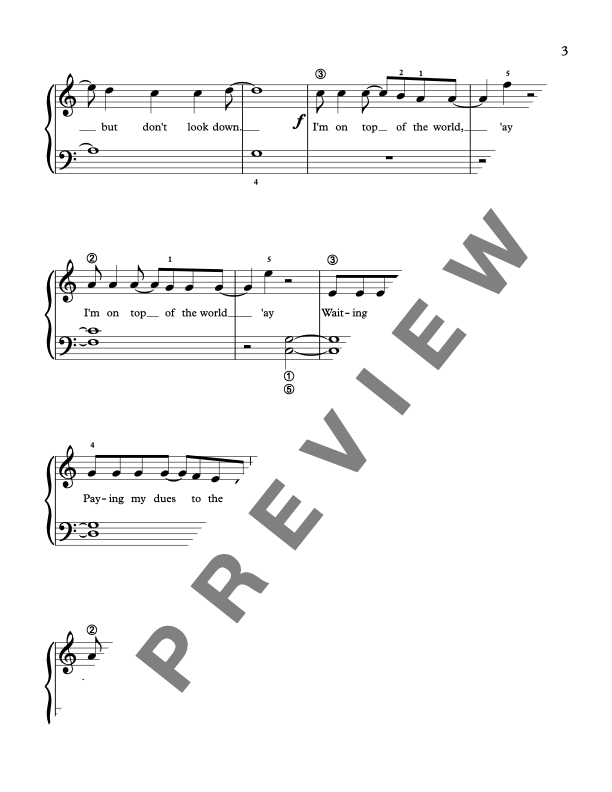 On Top of the World [Late Elementary] by Imagine Dragons - Piano Solo Sheet Music