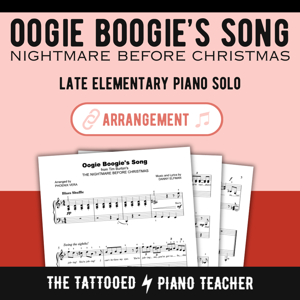 Oogie Boogie's Song from The Nightmare Before Christmas [Late Elementary] - Piano Solo Sheet Music