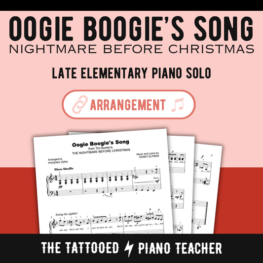 Oogie Boogie's Song from The Nightmare Before Christmas [Late Elementary] - Piano Solo Sheet Music