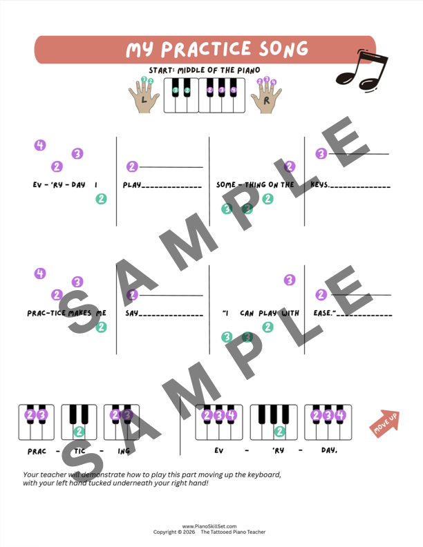 My Practice Song - Very Early Elementary Piano Solo Sheet Music & Activity (Pre-Reading)