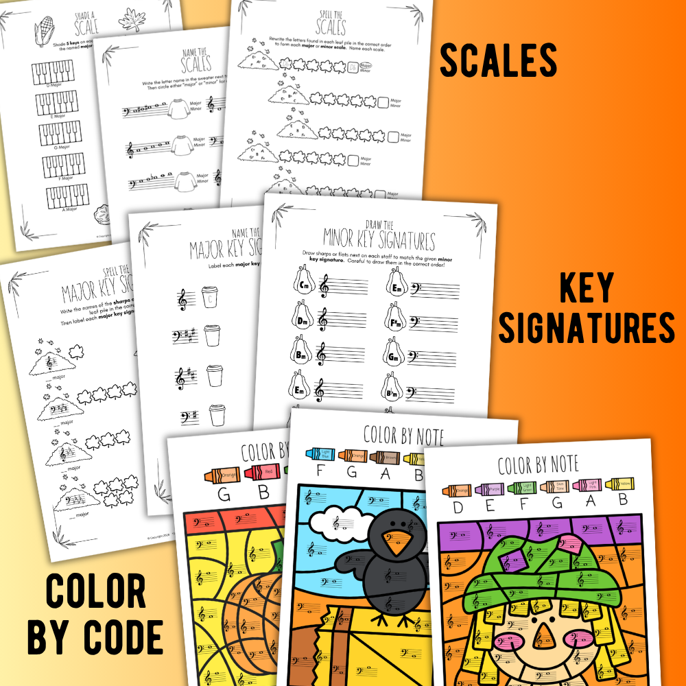 Fall Music Worksheets Bundle