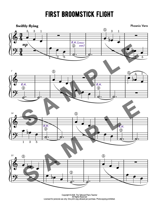 First Broomstick Flight - Level 2B Elementary Fantasy Piano Solo Sheet Music